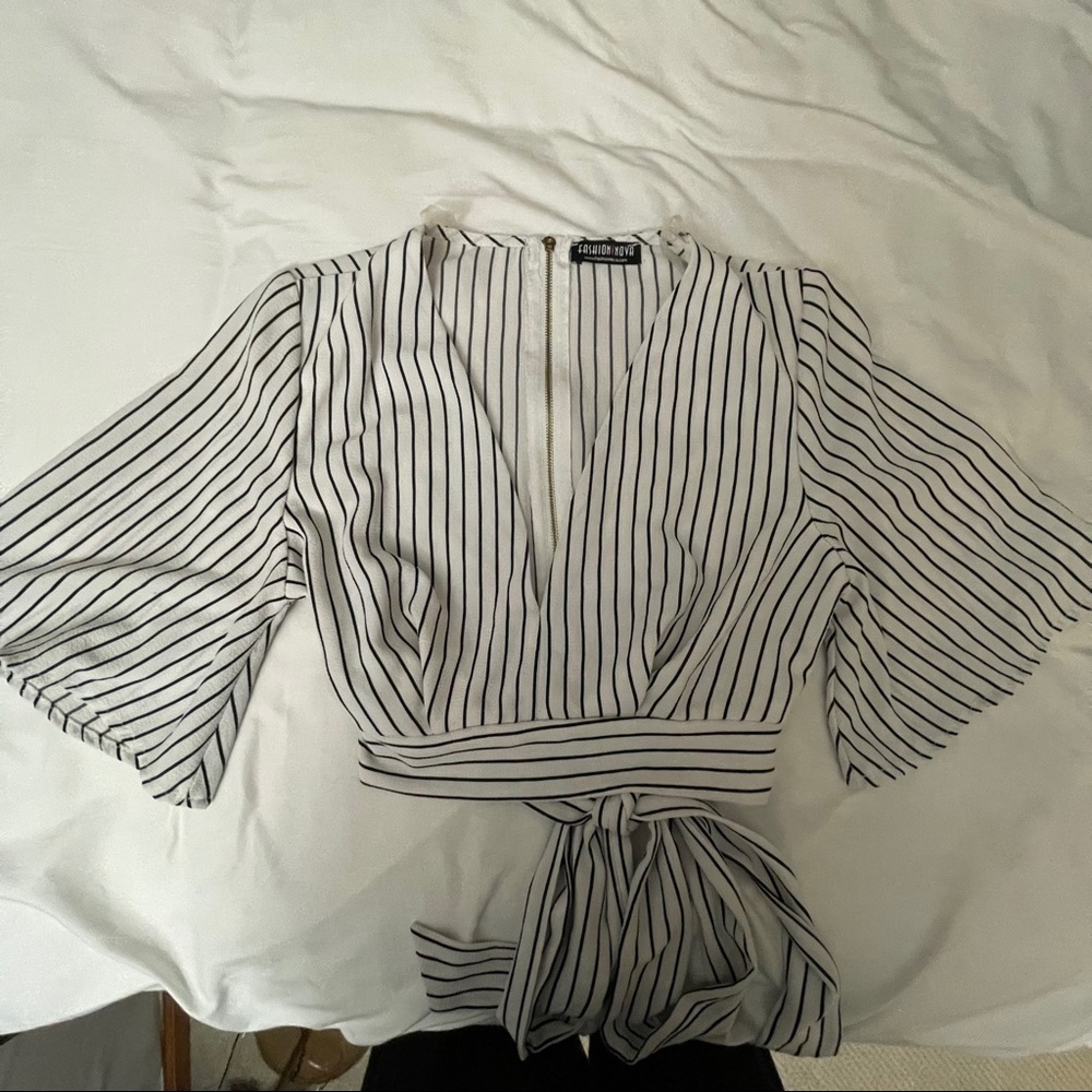 STRIPED CHIFFON BLOUSE